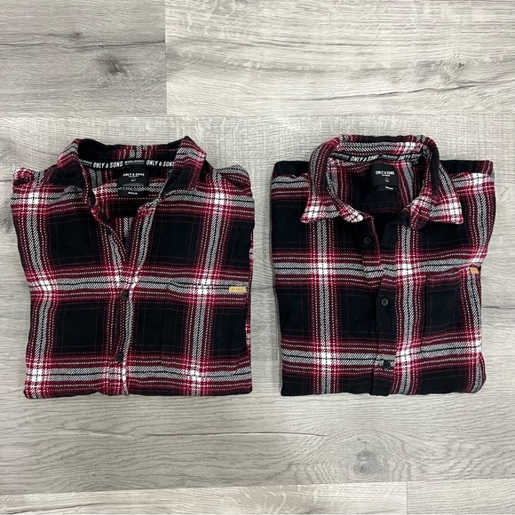 🔥 ONLY & SONS Flannel / Plaid Button Up Shirt - Picture 13 of 15